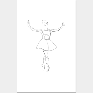 Ballet Dancer - Ballerina Line Art Drawing Posters and Art